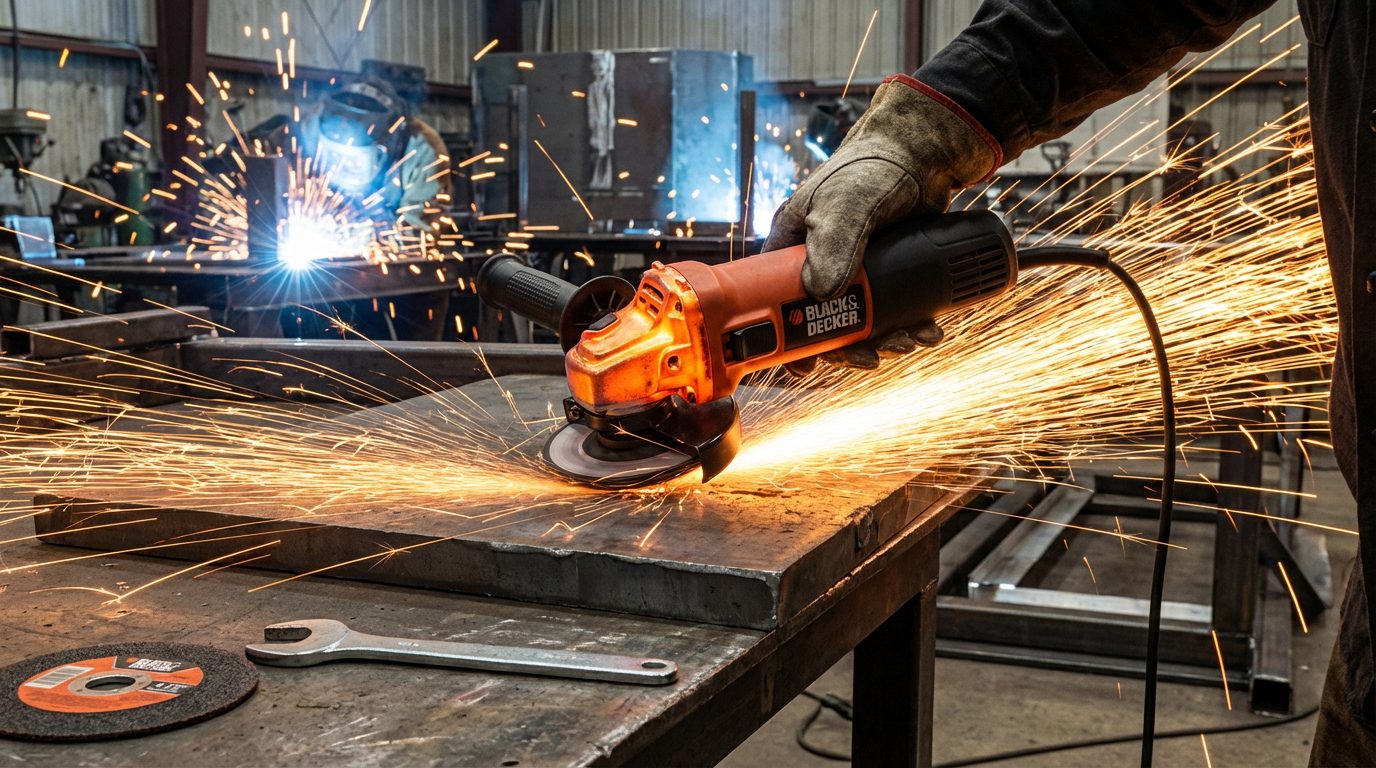 BLACK+DECKER 4-12-Inch Angle Grinder with Metal Grinding Wheel - 6 Amp, Metal Gear Case, Spindle Lock