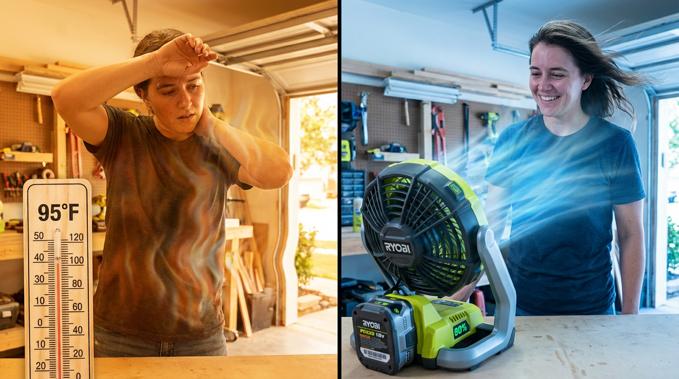 Ryobi 18-Volt ONE+ Hybrid Portable Fan(P3320) with P163 Lithium-Ion Battery(2.00Ah) and Charger 