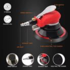 ZFE Heavy-Duty 5 & 6 Dual-Pad Pneumatic Orbital Sander Kit – Includes Extra Backing Plate, Pads, Sandpaper – Low Vibration for Wood, Metal & Composites (3)