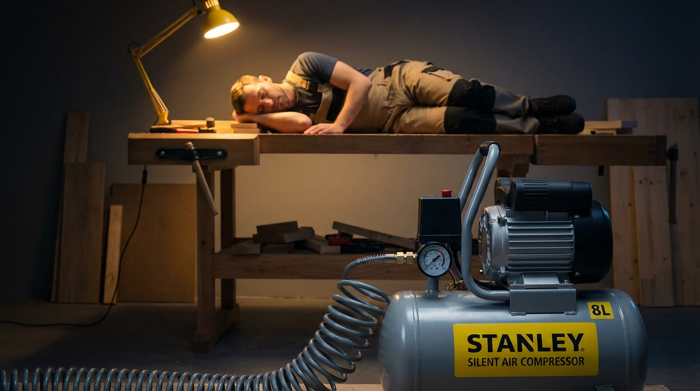 Stanley 10086 Silent Air Compressor DST 10086SI, 750 W, 230 V, Giallo 