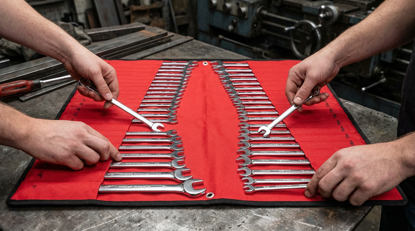24-Piece All-Purpose Master Combination Wrench Set with Roll-up Pouch SAE 14” to 1”, Metric 8mm to 24mm Perfect for General Household, Garage, College Dormitory, Car Emergency, Boat and Much More 
