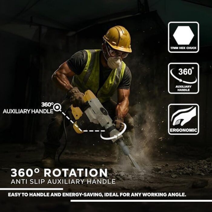iBELL VORMIR DH10-78 Demolition Hammer – Heavy Duty 1150W, 6Kg, 10J Impact – Ideal for Concrete, Masonry & Demolition (4)