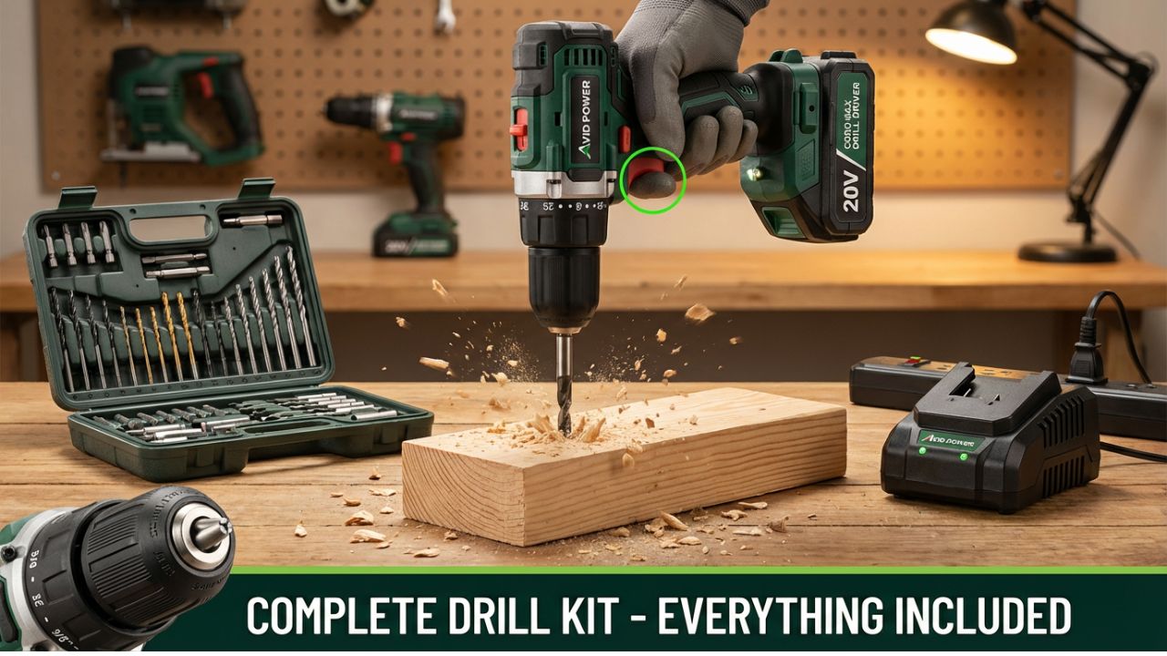 AVID POWER 20V MAX Cordless Drill Driver Kit with Bits