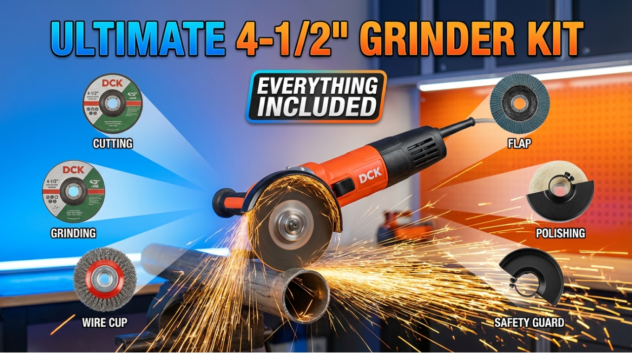 DCK Angle Grinder, 4-1/2-Inch, 6.7Amp Cut off Tool Grinder, 11,800 RPM
