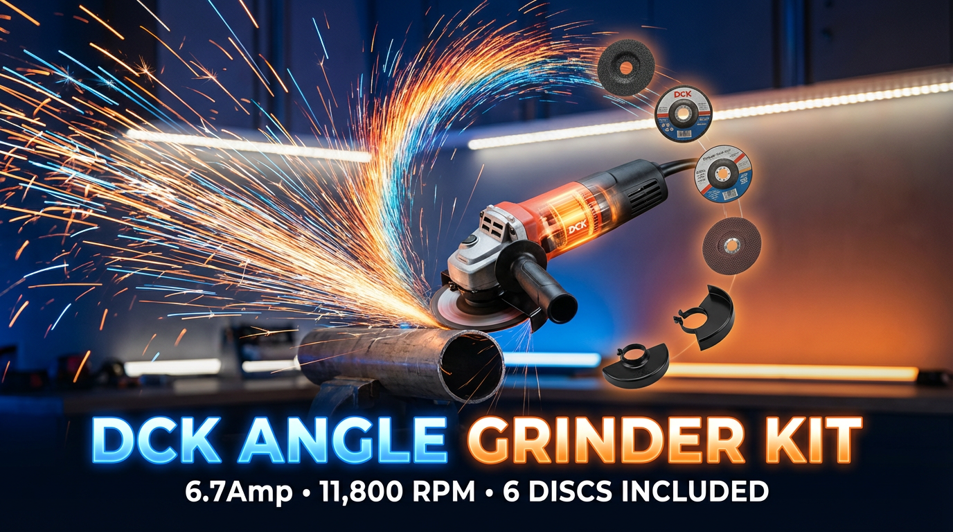 DCK KSM09-115S 4-12 6.7A Angle Grinder 11800 RPM Kit