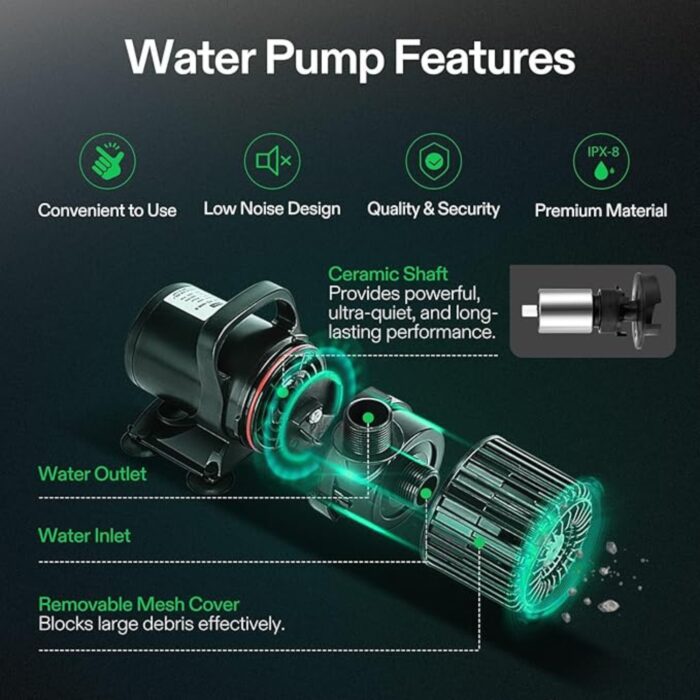 VIVOSUN 1600 GPH Submersible Water Pump, 100W Pond Pump, Ultra Quiet Aquarium Pump with 14FT. Lift Height for Pond, Waterfall, Fish Tank, Statuary, Hydroponic (2) VIVOSUN 1600 GPH Submersible Water Pump, 100W Pond Pump, Ultra Quiet Aquarium Pump with 14FT. Lift Height for Pond, Waterfall, Fish Tank, Statuary, Hydroponic (2)