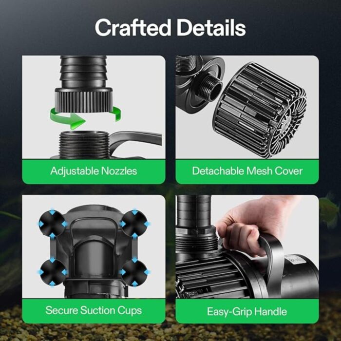 VIVOSUN 1600 GPH Submersible Water Pump, 100W Pond Pump, Ultra Quiet Aquarium Pump with 14FT. Lift Height for Pond, Waterfall, Fish Tank, Statuary, Hydroponic (5) VIVOSUN 1600 GPH Submersible Water Pump, 100W Pond Pump, Ultra Quiet Aquarium Pump with 14FT. Lift Height for Pond, Waterfall, Fish Tank, Statuary, Hydroponic (5)