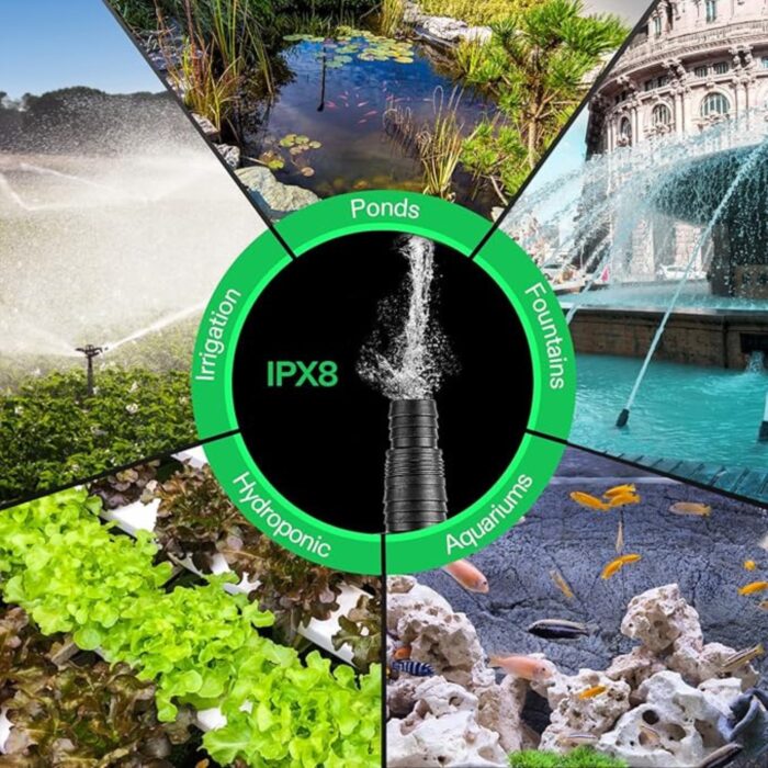 VIVOSUN 1600 GPH Submersible Water Pump, 100W Pond Pump, Ultra Quiet Aquarium Pump with 14FT. Lift Height for Pond, Waterfall, Fish Tank, Statuary, Hydroponic (6) VIVOSUN 1600 GPH Submersible Water Pump, 100W Pond Pump, Ultra Quiet Aquarium Pump with 14FT. Lift Height for Pond, Waterfall, Fish Tank, Statuary, Hydroponic (6)